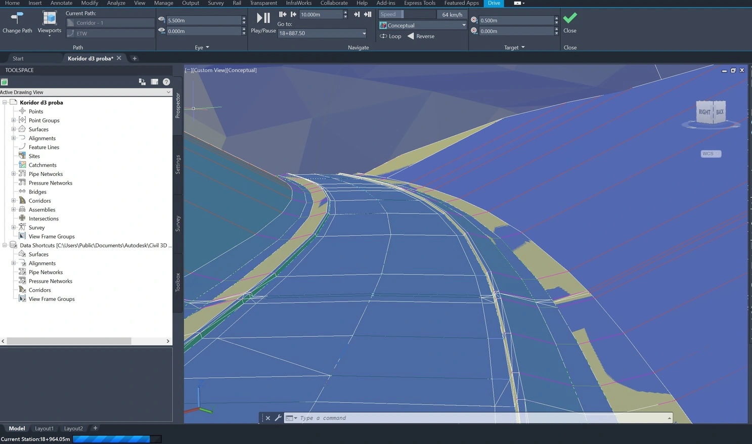 Corridor 3d view - road design